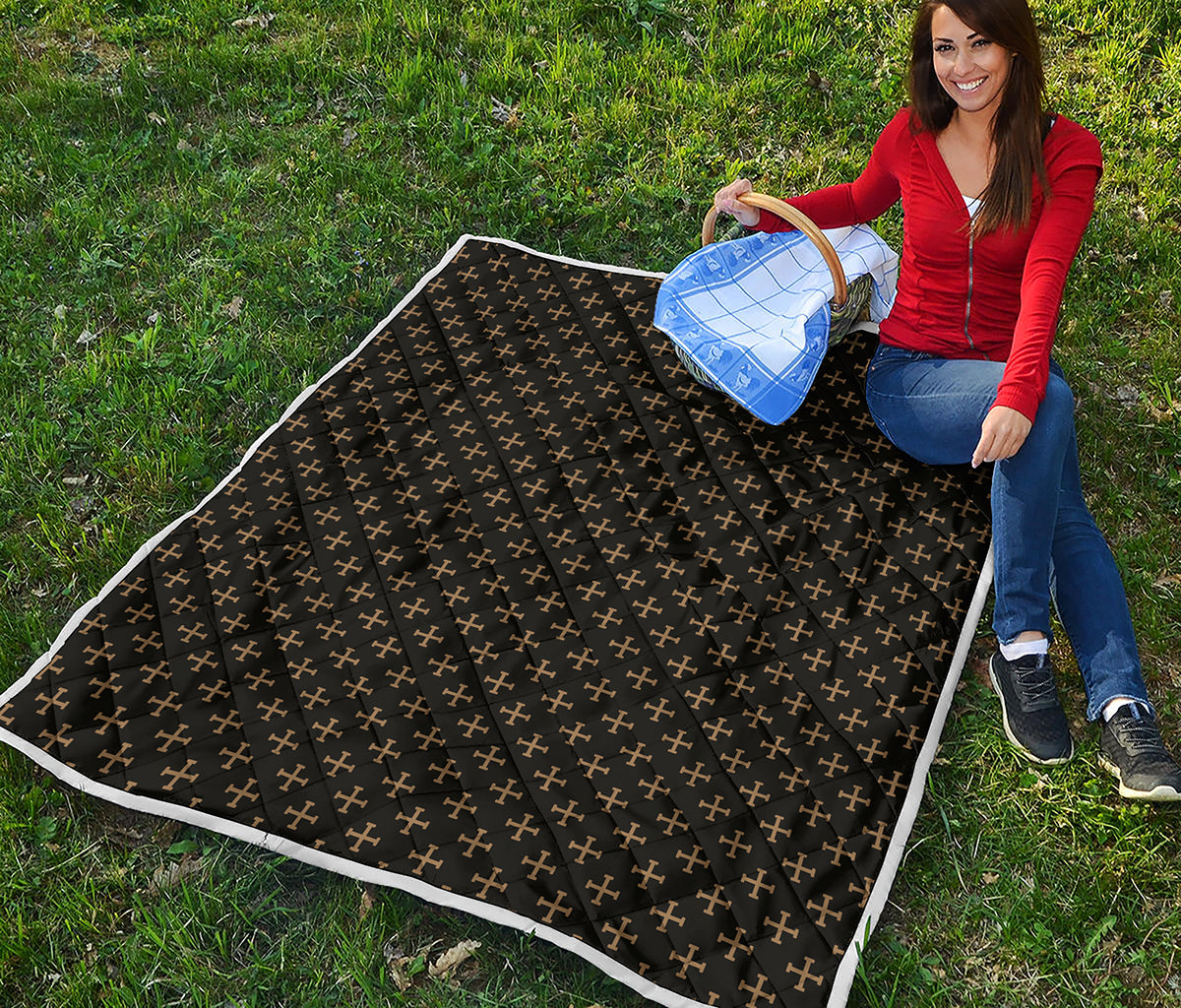 Cross Orthodox Pattern Print Quilt