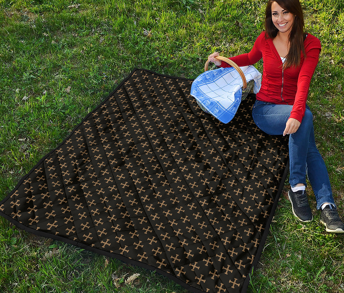 Cross Orthodox Pattern Print Quilt