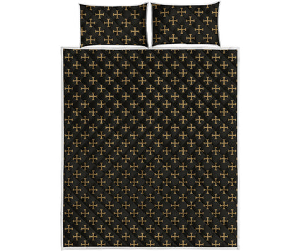 Cross Orthodox Pattern Print Quilt Bed Set