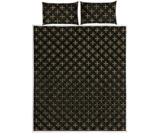 Cross Orthodox Pattern Print Quilt Bed Set