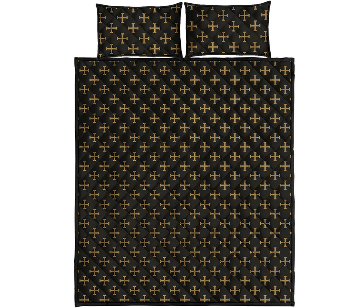 Cross Orthodox Pattern Print Quilt Bed Set