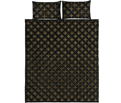 Cross Orthodox Pattern Print Quilt Bed Set