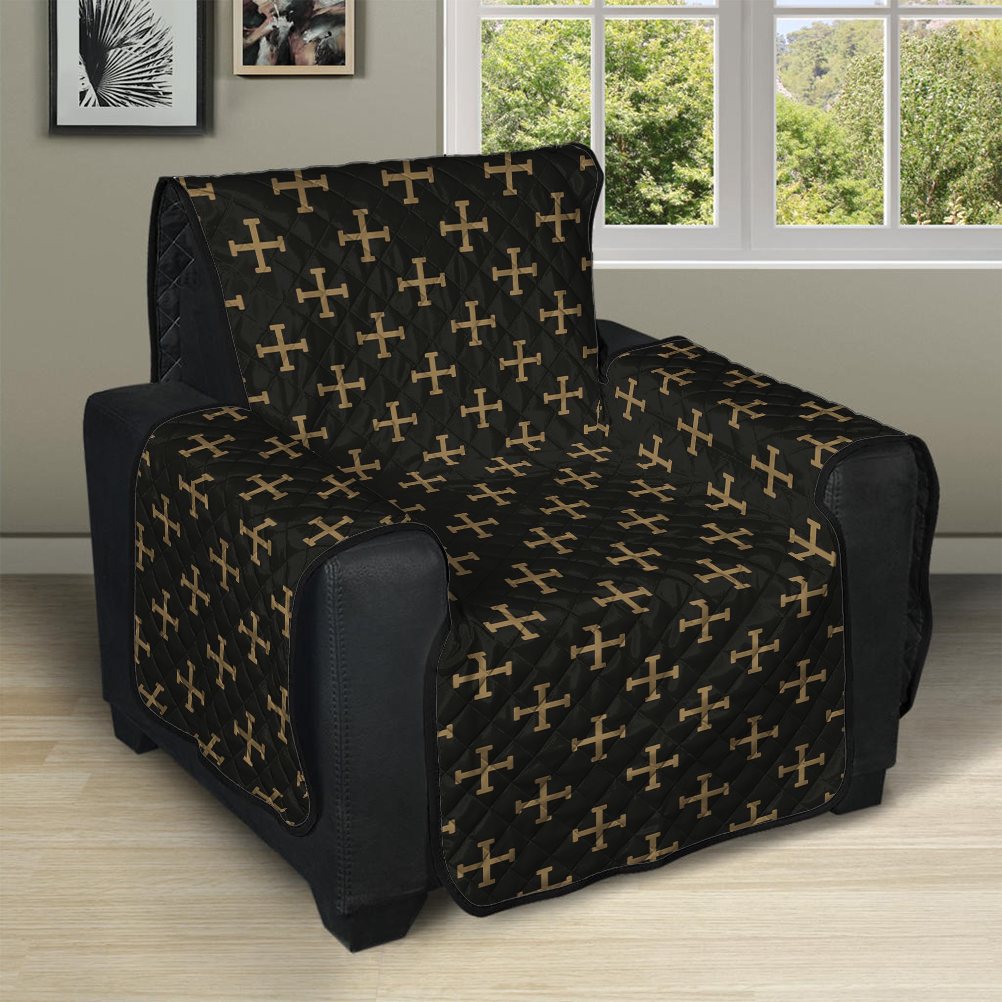 Cross Orthodox Pattern Print Recliner Protector