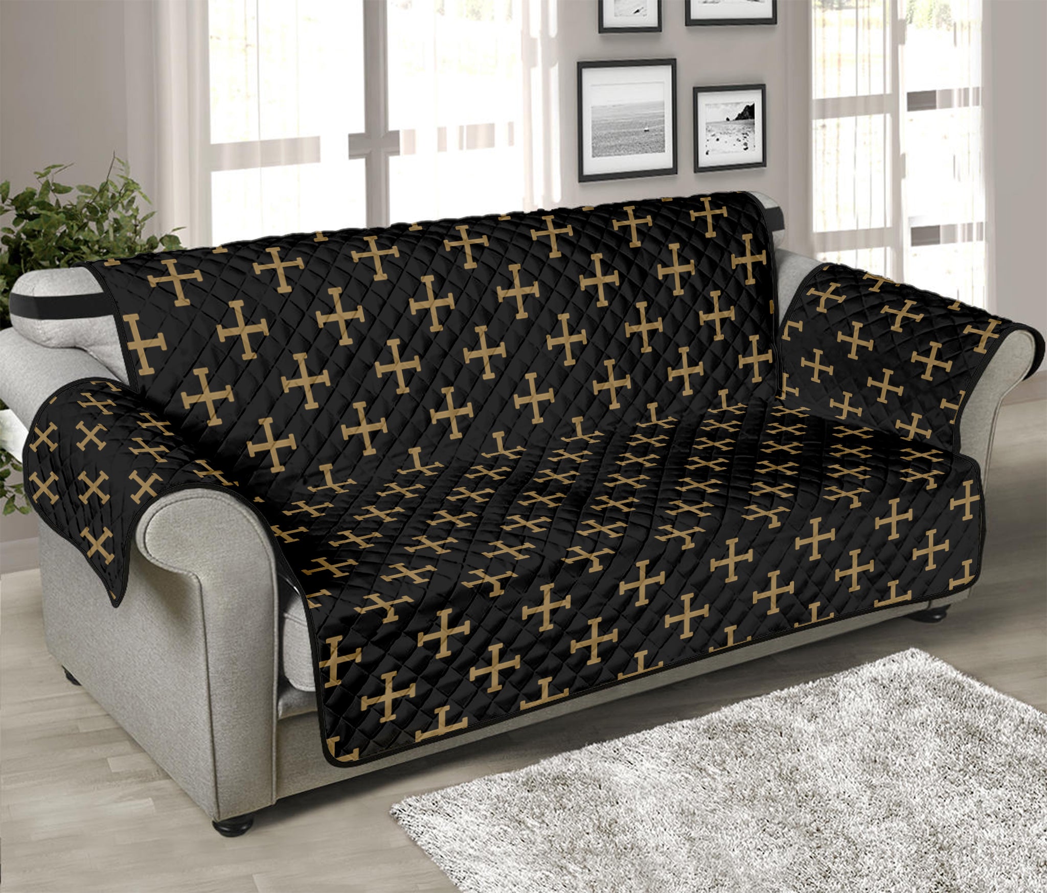 Cross Orthodox Pattern Print Sofa Protector