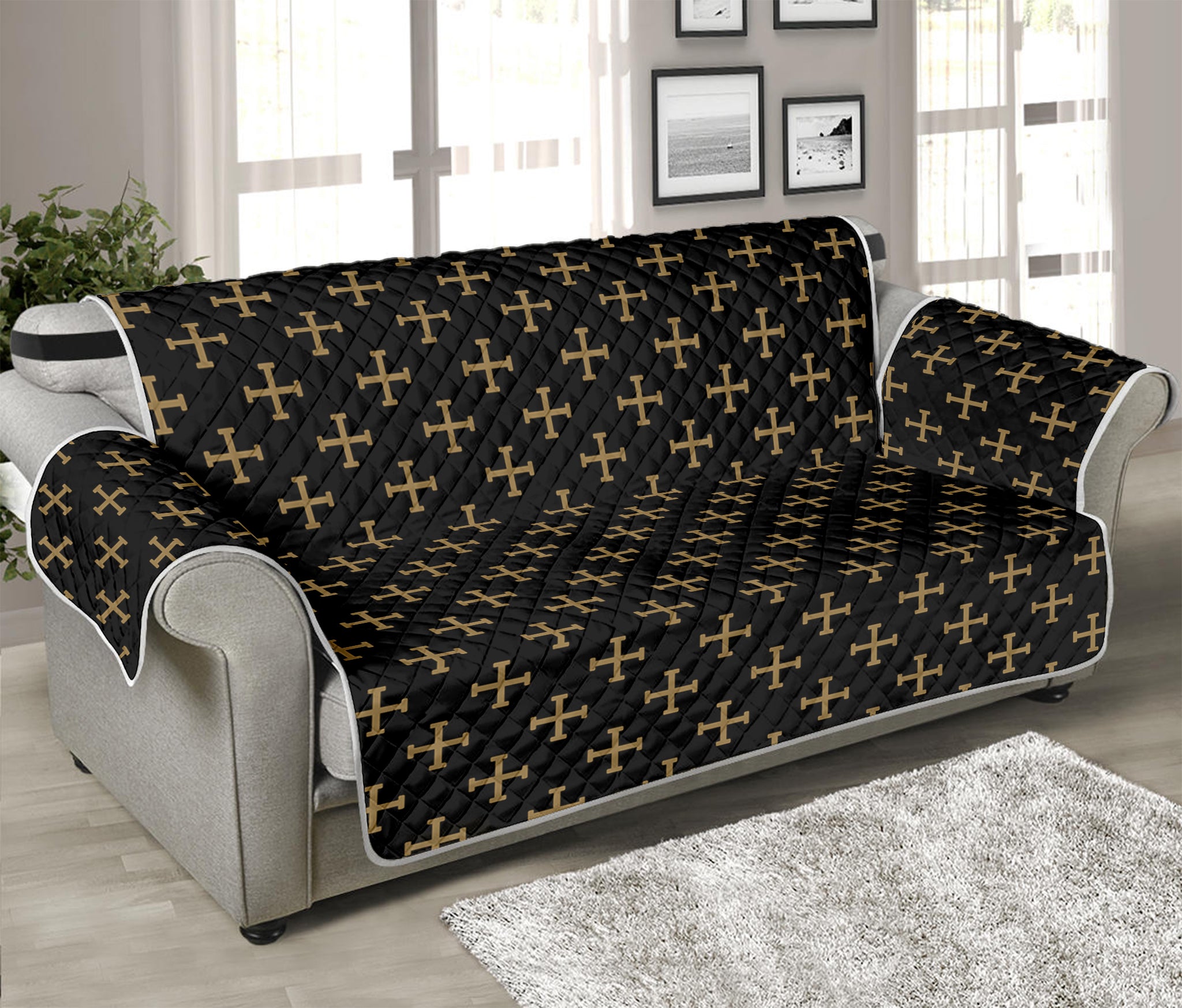 Cross Orthodox Pattern Print Sofa Protector