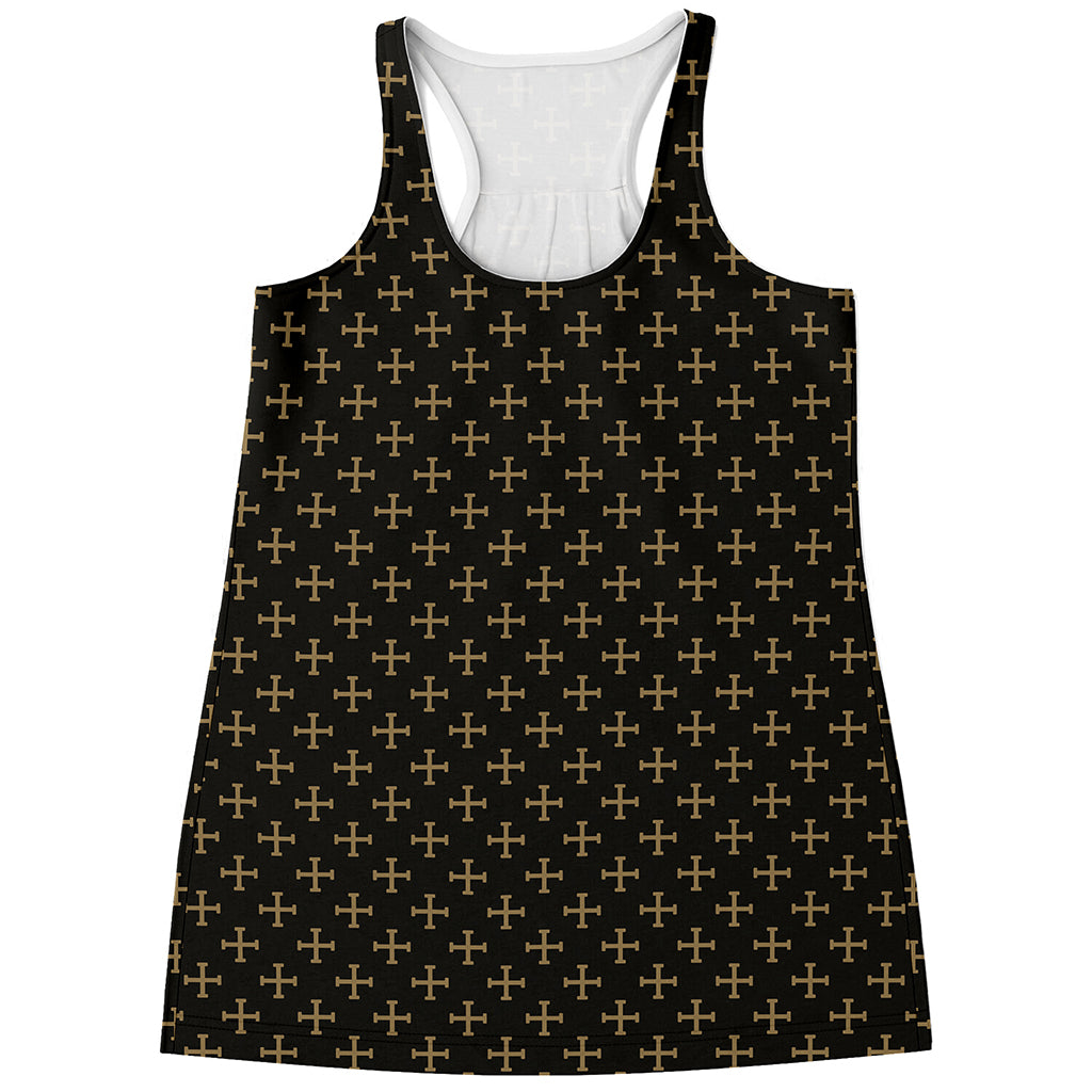 Cross Orthodox Pattern Print Women's Racerback Tank Top