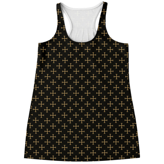 Cross Orthodox Pattern Print Women's Racerback Tank Top