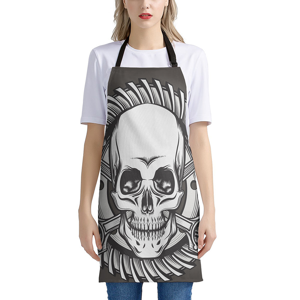 Cross Piston Mechanic Skull Print Apron