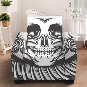 Cross Piston Mechanic Skull Print Armchair Slipcover