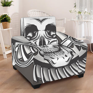 Cross Piston Mechanic Skull Print Armchair Slipcover