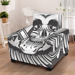 Cross Piston Mechanic Skull Print Armchair Slipcover