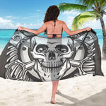 Cross Piston Mechanic Skull Print Beach Sarong Wrap