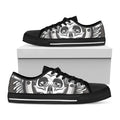 Cross Piston Mechanic Skull Print Black Low Top Sneakers