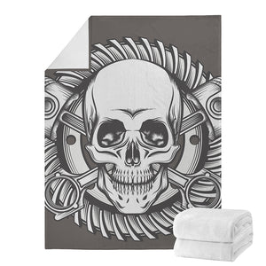 Cross Piston Mechanic Skull Print Blanket