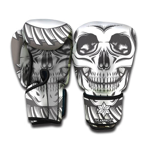 Cross Piston Mechanic Skull Print Boxing Gloves