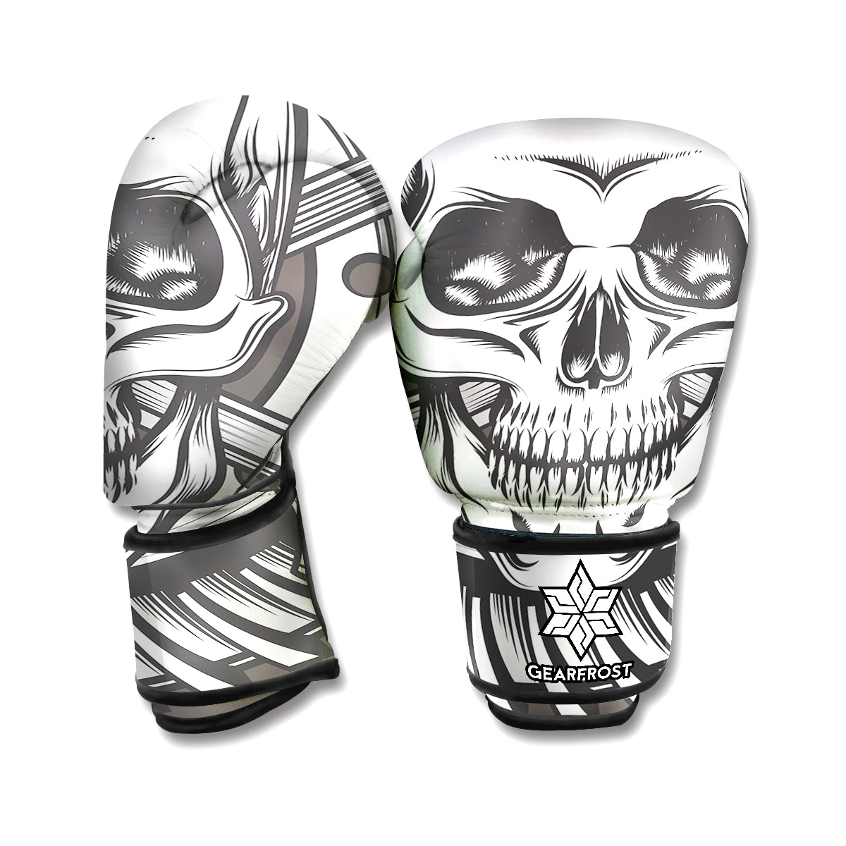 Cross Piston Mechanic Skull Print Boxing Gloves