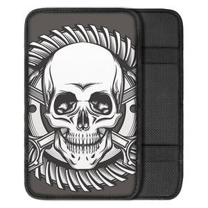 Cross Piston Mechanic Skull Print Car Center Console Cover