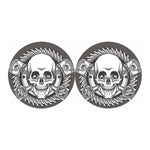 Cross Piston Mechanic Skull Print Car Coasters