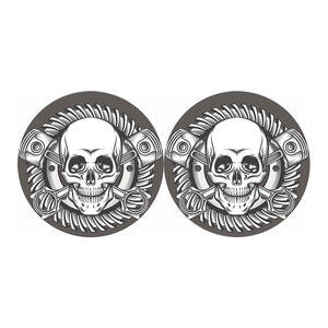 Cross Piston Mechanic Skull Print Car Coasters