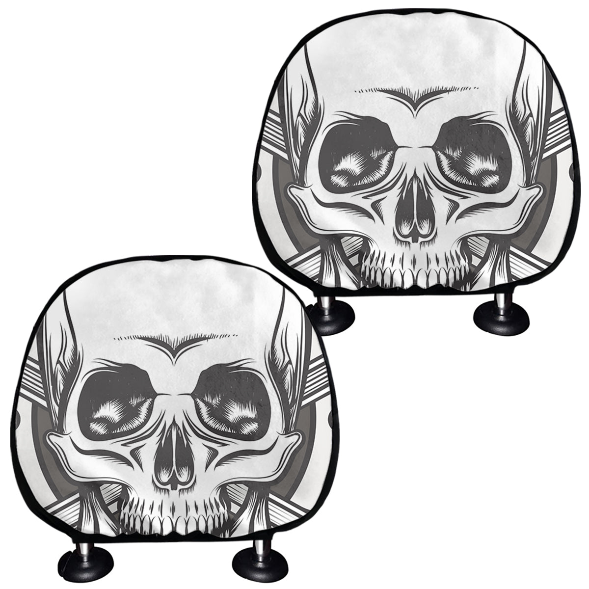 Cross Piston Mechanic Skull Print Car Headrest Covers