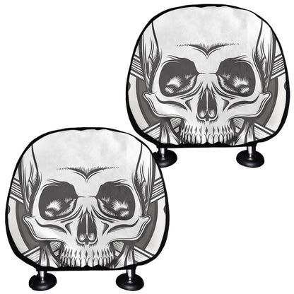 Cross Piston Mechanic Skull Print Car Headrest Covers