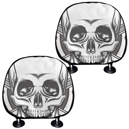 Cross Piston Mechanic Skull Print Car Headrest Covers