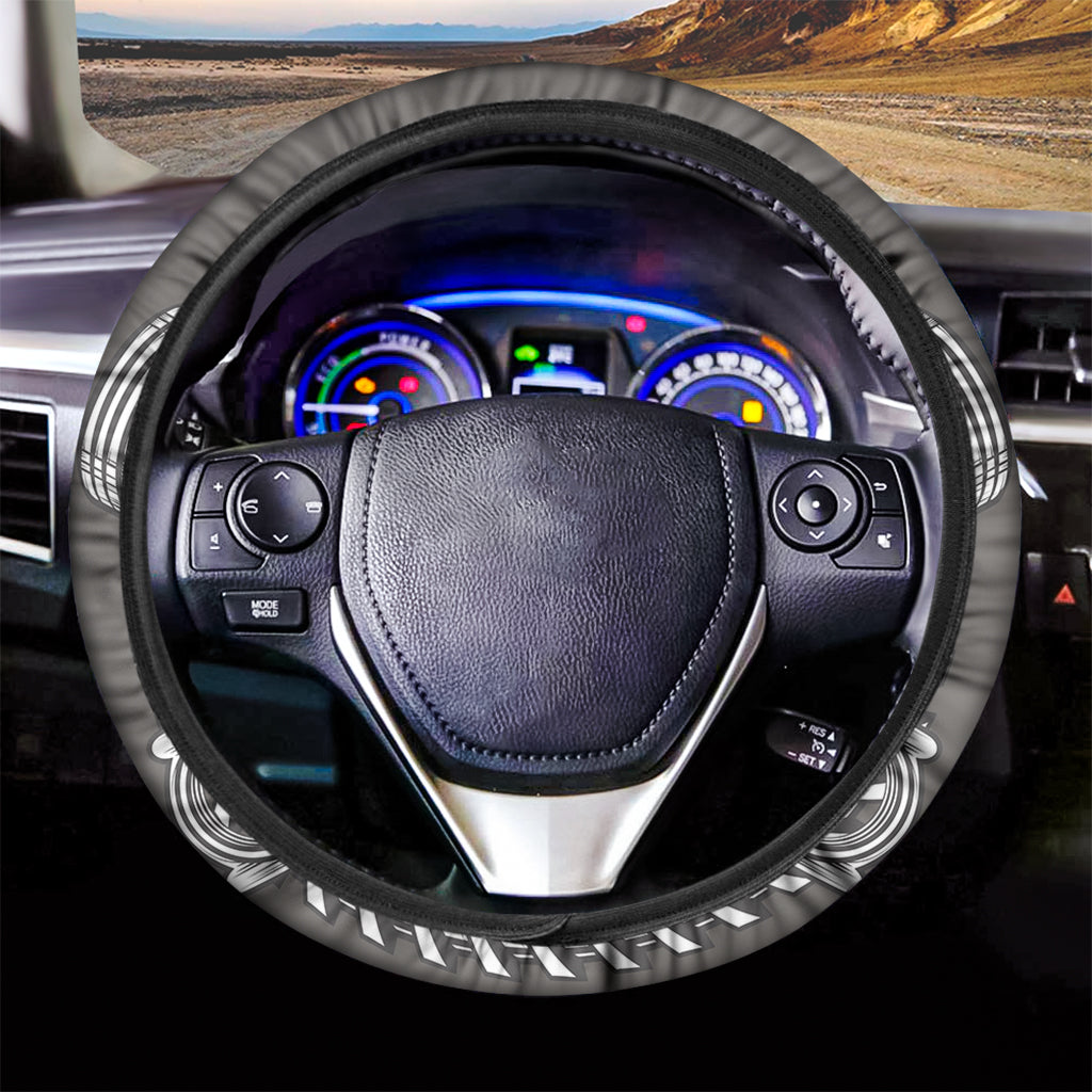 Cross Piston Mechanic Skull Print Car Steering Wheel Cover