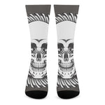 Cross Piston Mechanic Skull Print Crew Socks