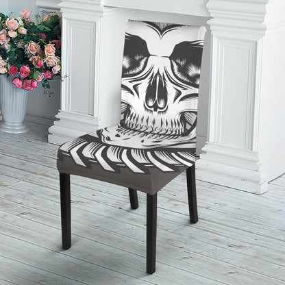 Cross Piston Mechanic Skull Print Dining Chair Slipcover