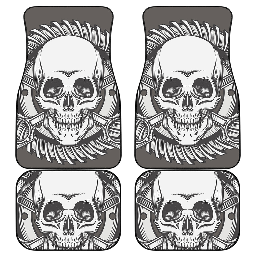 Cross Piston Mechanic Skull Print Front and Back Car Floor Mats