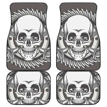Cross Piston Mechanic Skull Print Front and Back Car Floor Mats