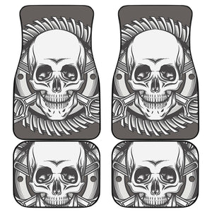 Cross Piston Mechanic Skull Print Front and Back Car Floor Mats