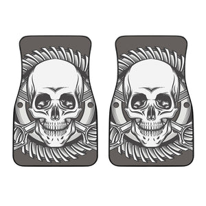 Cross Piston Mechanic Skull Print Front Car Floor Mats