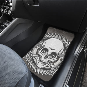 Cross Piston Mechanic Skull Print Front Car Floor Mats