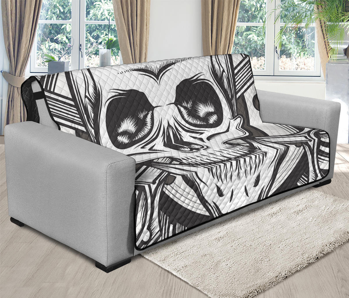 Cross Piston Mechanic Skull Print Futon Protector