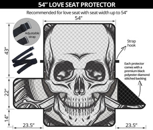 Cross Piston Mechanic Skull Print Loveseat Protector