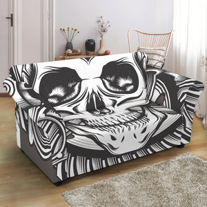 Cross Piston Mechanic Skull Print Loveseat Slipcover