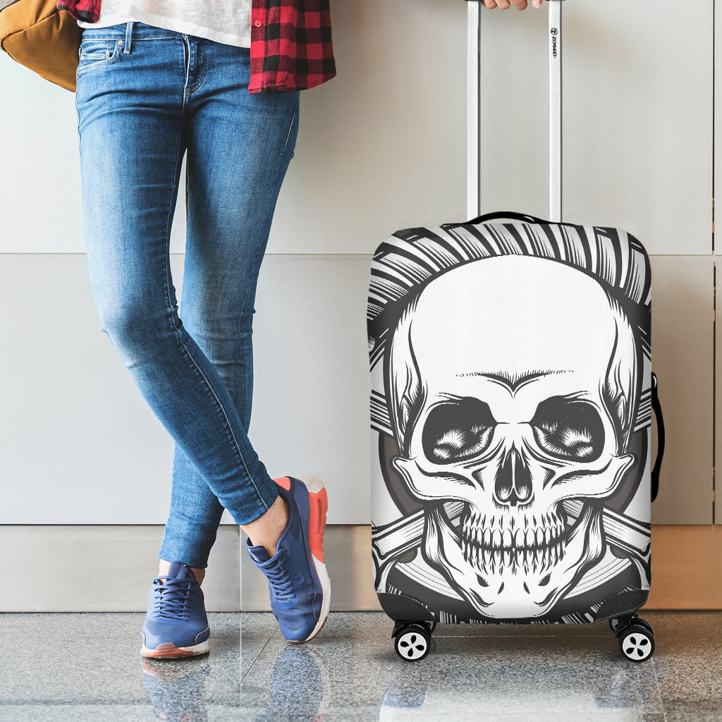 Cross Piston Mechanic Skull Print Luggage Cover