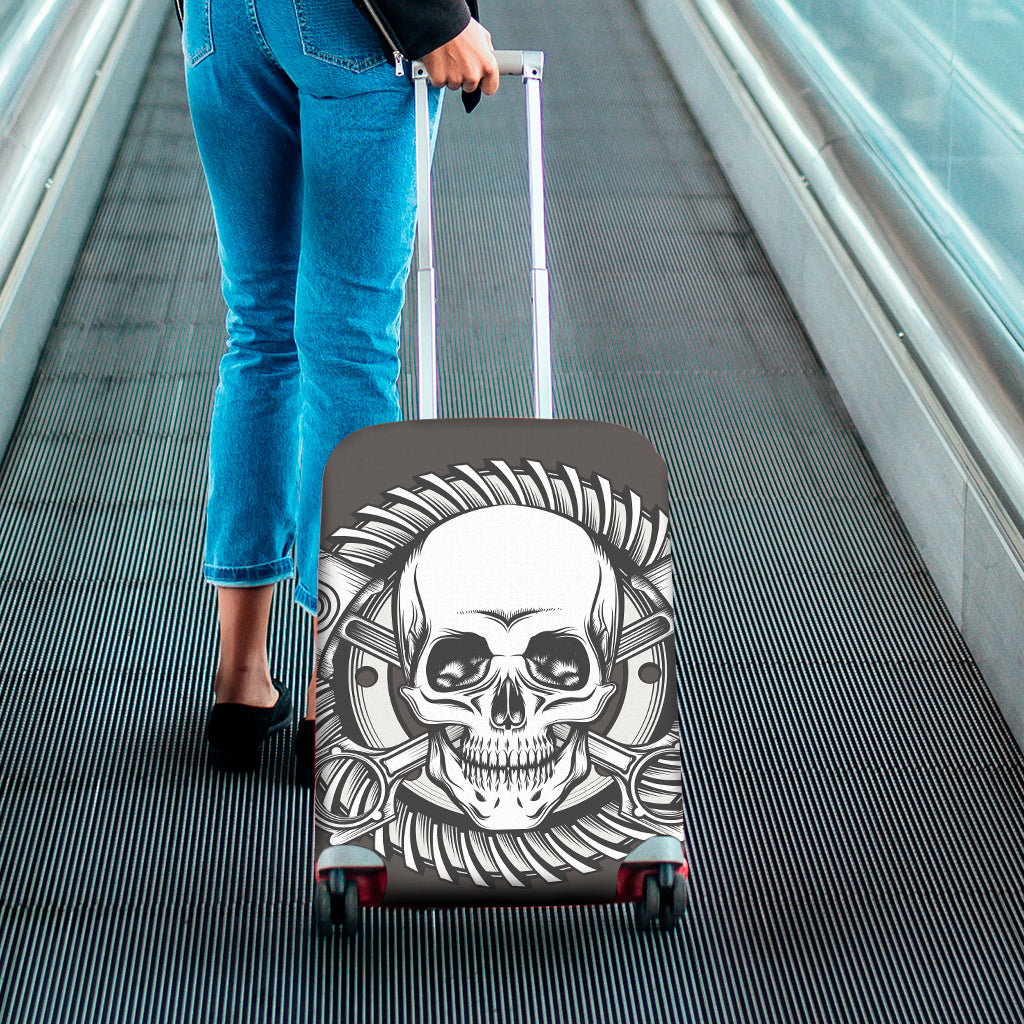 Cross Piston Mechanic Skull Print Luggage Cover