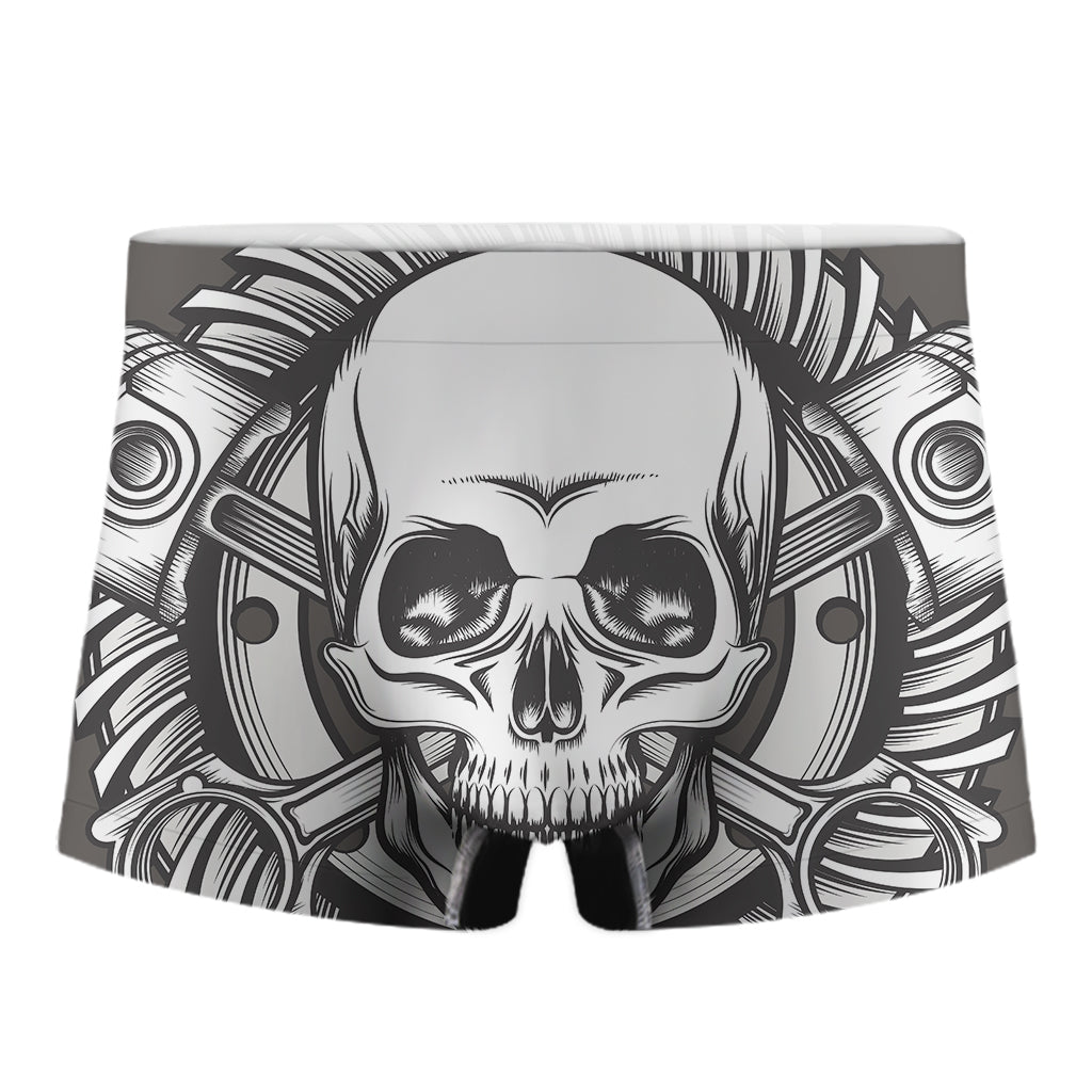 Cross Piston Mechanic Skull Print Men's Boxer Briefs