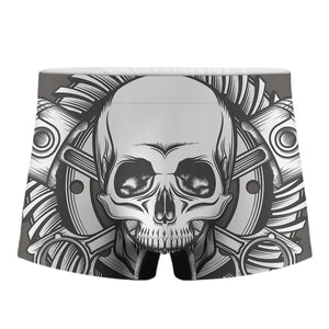 Cross Piston Mechanic Skull Print Men's Boxer Briefs