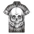 Cross Piston Mechanic Skull Print Men's Short Sleeve Shirt