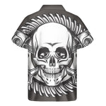 Cross Piston Mechanic Skull Print Men's Short Sleeve Shirt