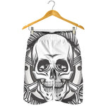 Cross Piston Mechanic Skull Print Men's Shorts