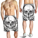 Cross Piston Mechanic Skull Print Men's Shorts