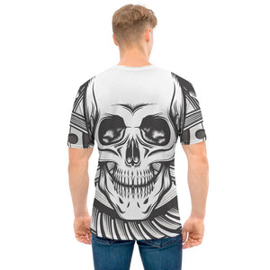 Cross Piston Mechanic Skull Print Men's T-Shirt