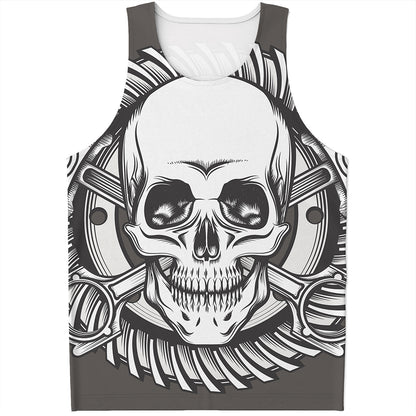 Cross Piston Mechanic Skull Print Men's Tank Top