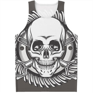 Cross Piston Mechanic Skull Print Men's Tank Top