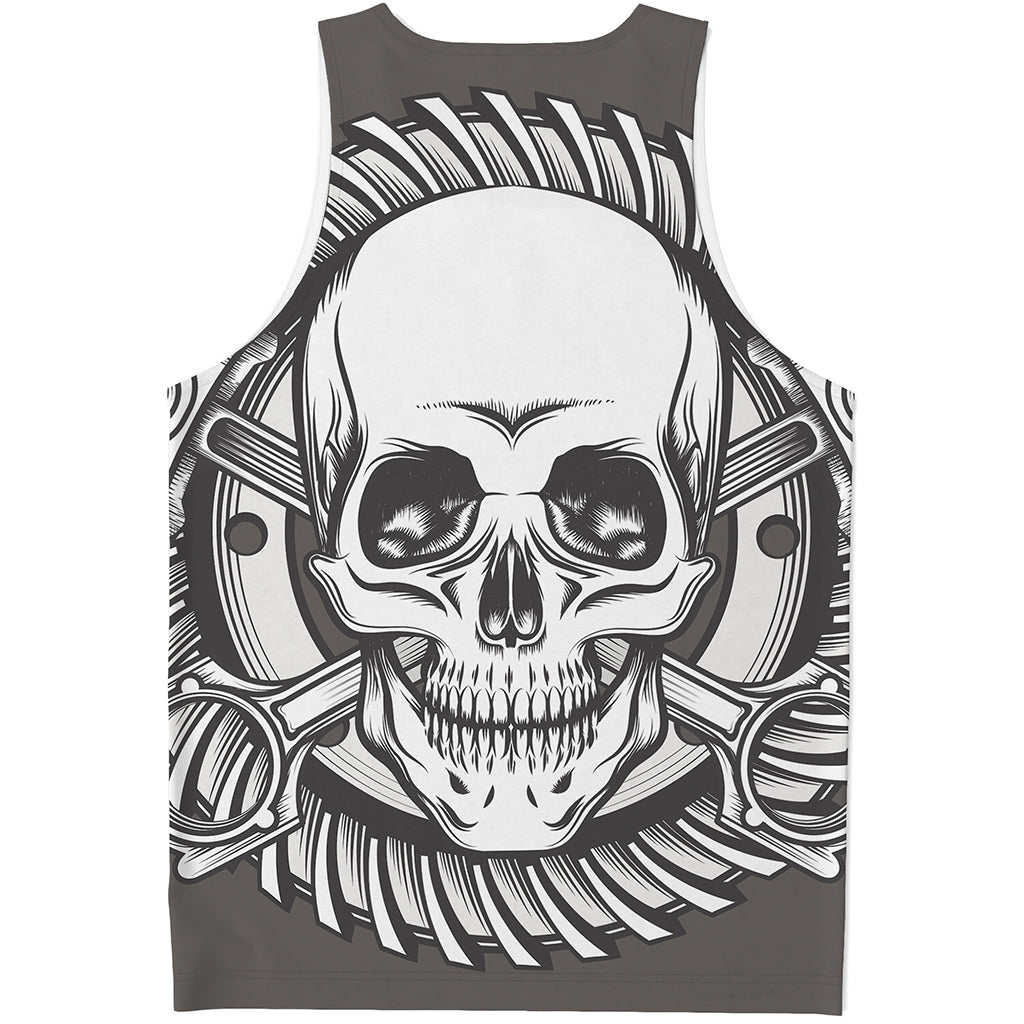 Cross Piston Mechanic Skull Print Men's Tank Top