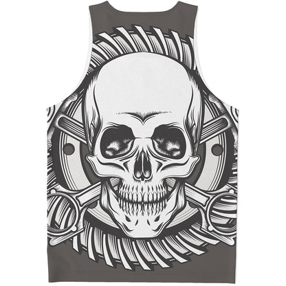 Cross Piston Mechanic Skull Print Men's Tank Top